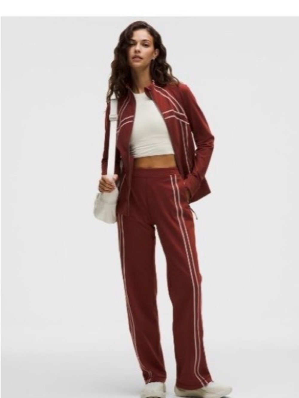 lululemon athletica Rust Track Joggers with White Side Stripes